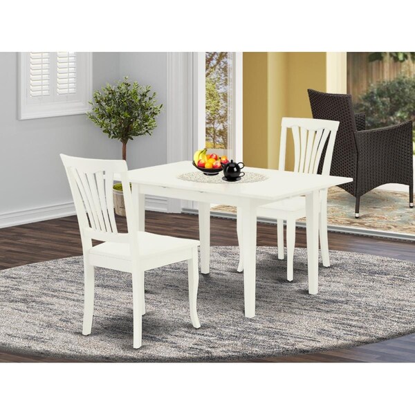 East West Furniture 3 Piece Norfolk Dining Room Table Set - Linen White NOAV3-LWH-W - main